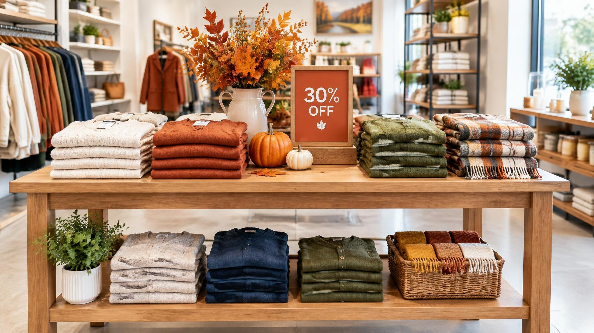 Retail display table with seasonal products